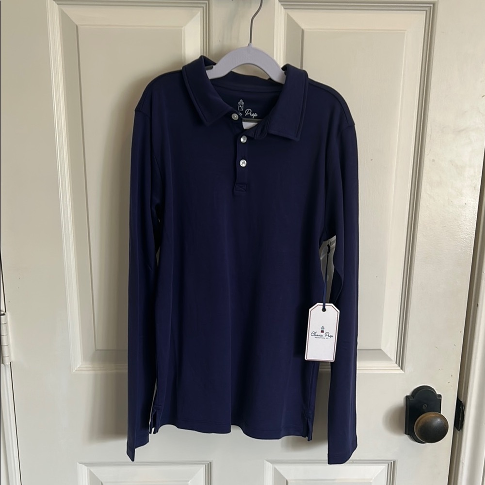 Classic Prep Navy Long Sleeve Polo Shirt